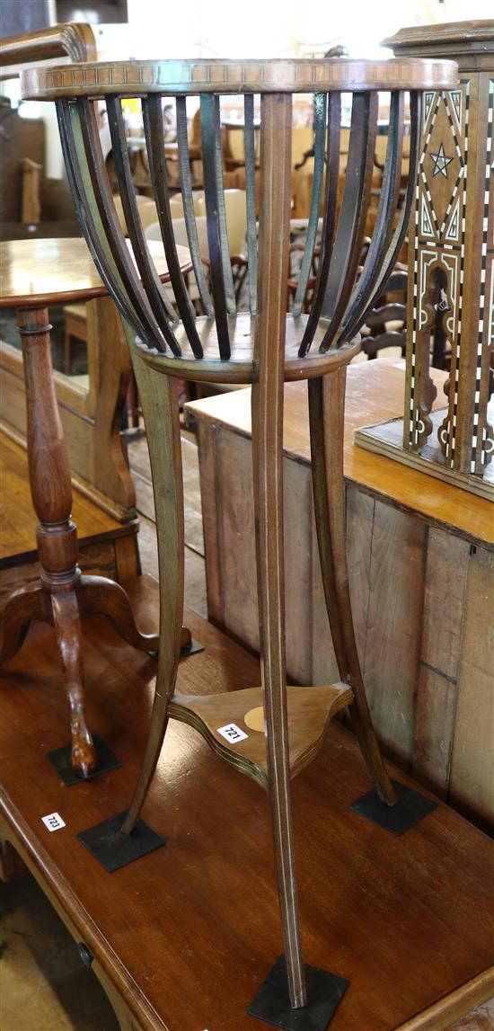 Edwardian inlaid mahogany plant stand